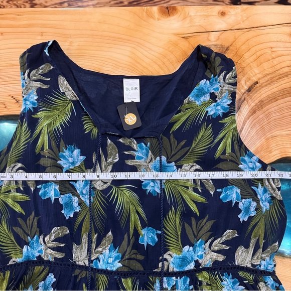 100% Cotton Blair Floral Maxi Dress - Blue, Green size XL - Picture 9 of 10
